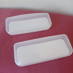 SET OF 2 Eyeglass Sunglasses Cases Clear Plastic Hardshell & Foam Cushion EUC